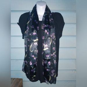 Black, floral pattern scarf from the Kathy Lee Collection.